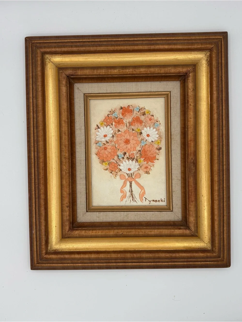 Original Tymoski Still Life Oil Painting Flowers Pastel Textured Framed Signed